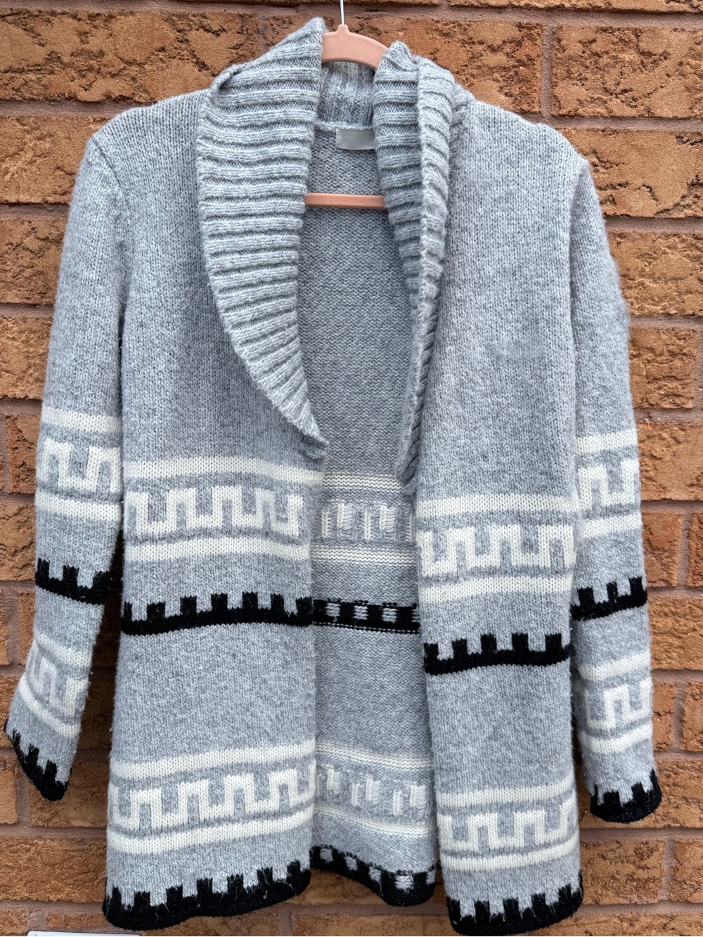 4/$25 • Kersh Cowichan-Style Chunky Knit Shawl Collar Sweater